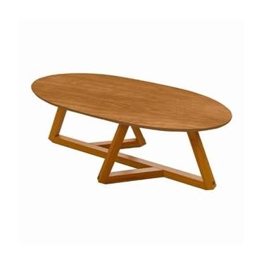Imagem de Mesa de Centro Sala Classic Oval com Pés em Madeira Maciça(Nature)