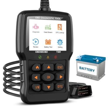 Imagem de Beaspire Ferramenta de diagnóstico OBD2 Scanner, verifique o código de luz do motor OBD2 leitor com redefinição, prontidão I/M, testador de bateria, modo 6, modo 8, Plug & Play, multilíngue, suporta