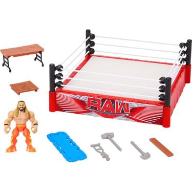 Imagem de Mattel WWE Knuckle Crunchers Rebound Ring Playset, Includes 2.5-inch Seth Rollins Action Figure with Crunching Joints, Accessories & Flex Mat Technology