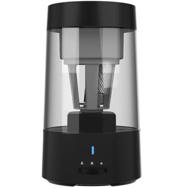 Imagem de Apontador de Lápis Elétrico Poderoso Portátil Recarregável Eficiente para a Sala de Aula Escola Em Casa Tamanho branco: 8x14.5cm (Preto)