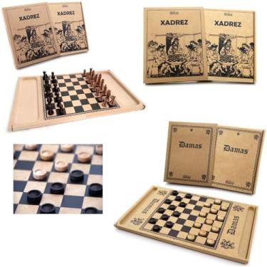 Imagem de Kit com jogos de tabuleiro Xadrez e Damas Mitra