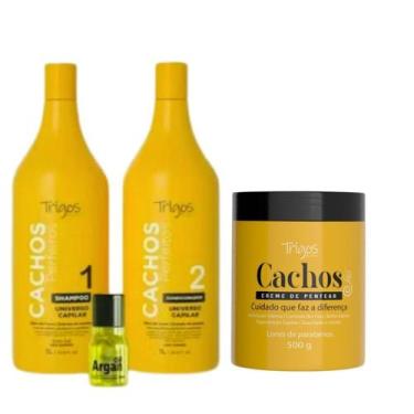 Imagem de Kit Cachos Trigos  Shampoo e Condicionador 1L  Creme de Pentear 500g  