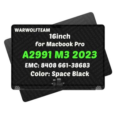 Imagem de WARWOLFTEAM 16 polegadas compatível com MacBook Pro Mac15,7 Retina A2991 M3 Pro/Max 2023 EMC 8408 661-38683 LCD 3456 x 2234 Montagem completa de substituição de digitalizador de tela (preto espacial)