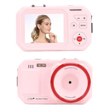 Imagem de Câmera Digital de 48MP, Câmera de Vídeo de Foco Automático para Fotografia, Telas Duplas, Zoom Digital 16x, Câmera Digital de Apontar e Disparar para Adolescentes para (Rosa)