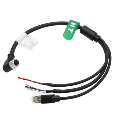 Imagem de HangTon Cabo conector de aviação M12 para DJI Livox Mid-360 LiDAR Sensor Power Network Ethernet para depuração de computador, ângulo reto fêmea de 12 pinos para cabos voadores RJ45, 1,5 m