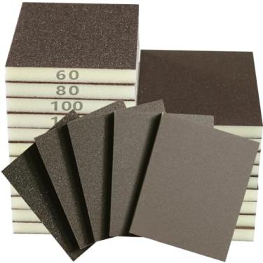 Imagem de Necosthua 16 peças de esponja de lixamento, 60 80 100 120 150 180 240 320 bloco de lixa grossa média fina esponja de lixa seca molhada, esponjas de lixadeira para madeira drywall metal madeira
