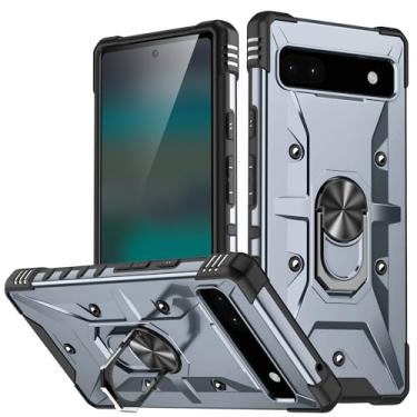Imagem de YLFFFZZZ Capa com suporte magnético para Google Pixel 8 Pro/Pixel 8, TPU+PC 2 em 1 capa de telefone com proteção de lente capa à prova de choque de grau militar, cinza, 8 Pro