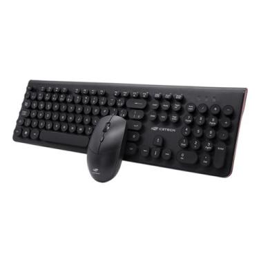 Imagem de Kit Teclado e Mouse Sem Fio C3Tech K-W80BK Ergonômico Multimídia 1600 