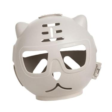Imagem de ＡＷＨＡＯ Capacete de focinho de gato Helmilhão Multifuncional Anti -Scratch Pet Cappo Ball Cover Ball Máscara para Bathing Home Travel, Khaki White L