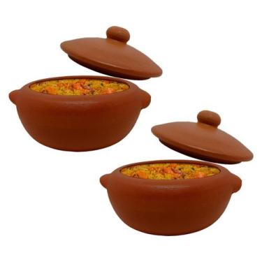 Imagem de Kit 2 Jogo De Panelas Conjunto Argila Ceramica Para Sopa - Artesanatos