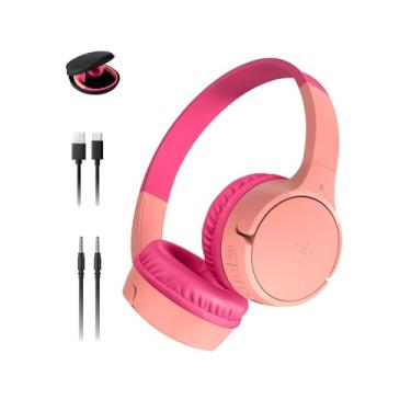 Imagem de Belkin SoundForm Mini com capa – Fones de ouvido infantis Bluetooth sem fio com vida útil de bateria de 30H, limite de volume seguro de 85 dB, microfone embutido - Fones de ouvido infantis para