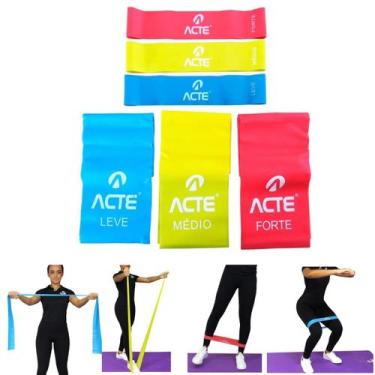Imagem de Kit 3 Mini Faixa Elástica + 3 Faixa Elástica Com 3 Intensidades - ACTE