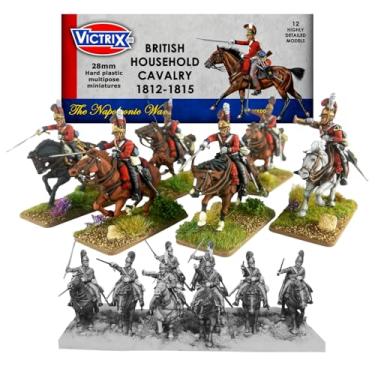 Imagem de Wargames Delivered - Conjunto de cavalaria doméstica britânica Victrix, 12 miniaturas altamente detalhadas de 28 mm com opções de protetores salva-vidas e cavalos reais para dioramas de jogos de