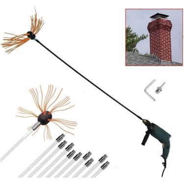 Imagem de Kit De Limpeza De Chaminés Chimney Sweeper Chimney Brush Set Kit De Limpeza De Chaminés Chimney Brush Easy Connect With 6/8/10/12 Rods With, Orange, 12 m
