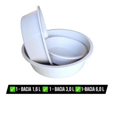 Imagem de Kit Bacias Plásticas Canelada C/3und Color Cozinha Vasilhas Pequeno Mé