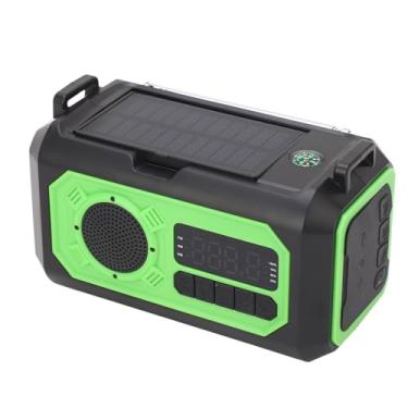 Imagem de Rádio de emergência portátil de 12000 mAh AM FM NOAA rádio meteorológico com manivela de carregamento solar, lanterna elétrica, bússola, fone de ouvido para acampamento, ao ar livre, ABS metal