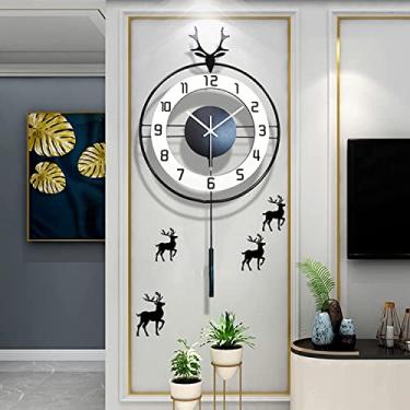 Imagem de Relógio de parede para decoração de arte, relógio moderno com pêndulo de metal, relógio de parede silencioso sem tique-taque para decoração de sala de estar, decoração de parede quarto escritório, 70