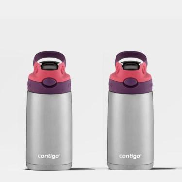 Imagem de Kit com 2 Garrafas Térmicas AUTOSPOUT Kids Rosa Inox Contigo  384ml, Ú