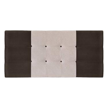 Imagem de Painel Estofado Nina 195 cm Para Cama Box Quarto Casal King Size Suede Marrom/Bege 