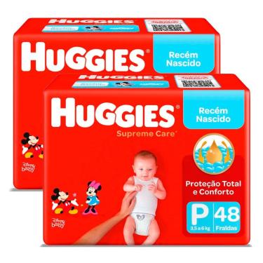Imagem de Kit de Fralda Huggies Supreme Care Tamanho P 96 Unidades