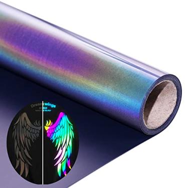 Imagem de KEGUMINGX Rolos De Vinil Refletivo Transferência Calor Rainbow Htv 12 Polegadas X 6 Pés Para Passar A Ferro Cricut, Camisetas, Design Diy, Silhouette Cameo E Máquina Prensa (Refletivo)