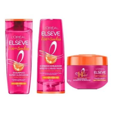 Imagem de Kit Elseve Liso Dos Sonhos Shamp + Condic 400ml + Mascara
