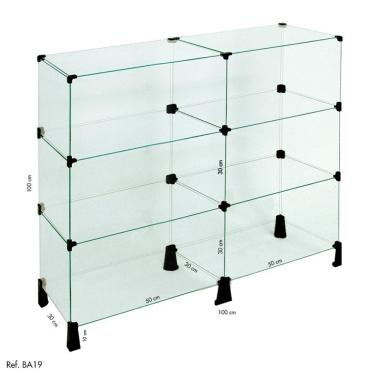 Imagem de Balcão Vitrine de vidro p/ loja e Atendimento, 1,00 x 1,00 x 0,30