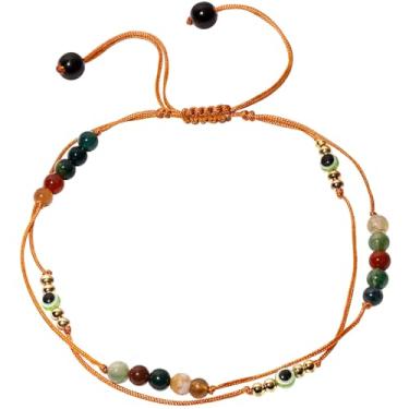 Imagem de Xfoxstal Tornozeleira em camadas de ágata indiana olho turco proteção riqueza cristais e pedras tornozeleira para mulheres equilíbrio boa sorte joias feitas à mão para pés