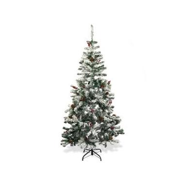Imagem de Árvore de Natal Nevada, 1,80m de Altura, 611 Galhos, Verde e Branco com Enfeites