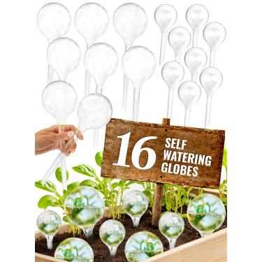 Imagem de GARDENBRO Conjunto de 16 globos de irrigação de plantas - Conjunto de irrigador automático de plantas para irrigação de plantas internas e externas - Sistema de inserção de plantador autoirrigável (8