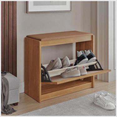 Imagem de Banco Sapateira Plenitude Madeira Acento Almofadado material sintético