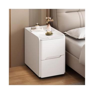 Imagem de Mesa De Cabeceira Moderna Com Espaço De Armazenamento, Mesa De Cabeceira Estreita De Madeira Maciça Com Gavetas Para Dormitório E Áreas Pequenas(White,9x15x19in)