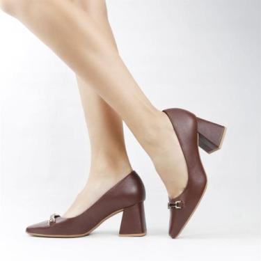 Imagem de Scarpin Salto Bloco Enfeite - USAFLEX, Pinhao, 36