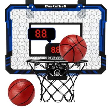 Imagem de Cesta de basquete interna para meninos, cesta de basquete acima da porta, presentes para meninos de 5 a 12 anos de idade - azul
