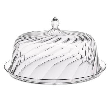Imagem de Porta Bolo Torta 25cm Transparente Glassy Com Cúpula Crippa B