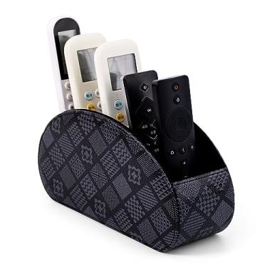Imagem de Caixa organizadora de suporte de controle remoto com 5 compartimentos de couro sintético multifuncional para escritório, armazenamento de TV, controle remoto para reprodutor de mídia, pincel, lápis