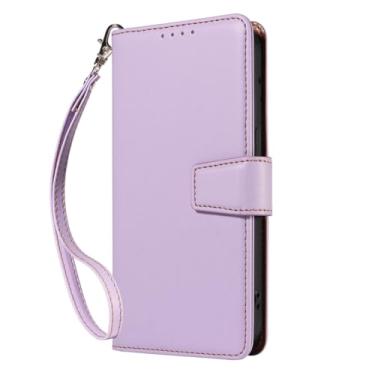 Imagem de LYJSMGZ Capa carteira para Sony Xperia 1 VII, capa de telefone com alça de pulso de couro, flip fólio, porta-cartão, ultrafina, proteção contra choque, capa interna, roxa, Xperia 1 VII