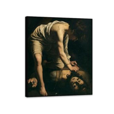 Imagem de David and Goliath by Caravagio Impressão em tela arte de parede famosa reprodução de pintura barroca impressão de pintura perfeita para decoração de casa ou escritório 35x30 cm (14 x 12 polegadas)