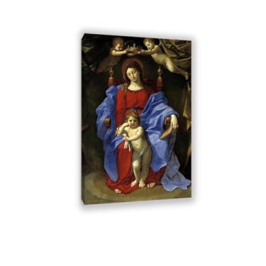 Imagem de Impressões em tela de pinturas famosas, Madonna e criança, impressões de arte giclée em tela de artistas famosos para decoração de sala de estar 95 x 60 cm (37 x 24 polegadas) Moldura interna