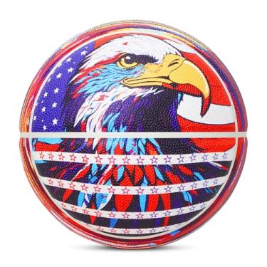 Imagem de Kuangmi Bola de basquete Liberty Court Collection, tamanho oficial 7 (75 cm), bola de rua para amantes de esportes em ambientes internos e externos, águia A