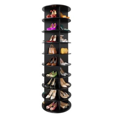Imagem de SpaceAid Sapateira giratória de 9 níveis, suporte giratório Susan preguiçoso, suporte giratório 360 para sapatos, carrossel redondo, bolsa de mão vertical, organização de armário de sapatos (preto de