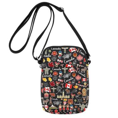 Imagem de JNIAP Bolsa transversal Canadá Presentes de viagem Canadá Folha de bordo Bolsa de viagem Canadá Presentes temáticos Canadá, Canada Bl Cb, Ajuste