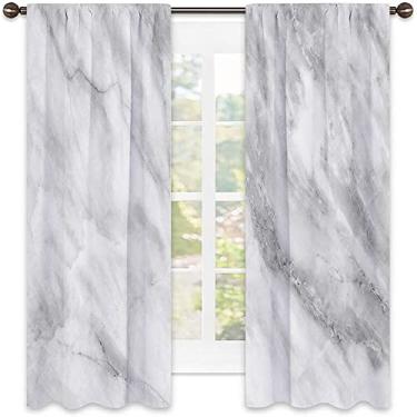 Imagem de Cortinas blecaute de mármore para quarto - Cortinas escurecidas com isolamento térmico para sala de estar, L 250 x C 213 cm cinza poeira