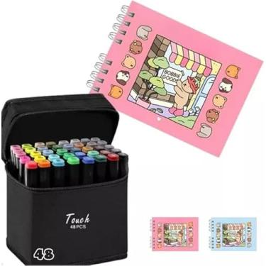 Imagem de Livro de Colorir Ursinhos com Caneta Kit Completo Kit 48 Marcadores Coloridos e Caderno de Colorir Capa Dura com Acetato 50 Páginas (1 Livro e 1 Estojo de Canetinhas)| Premium InoVibes (Rosa)