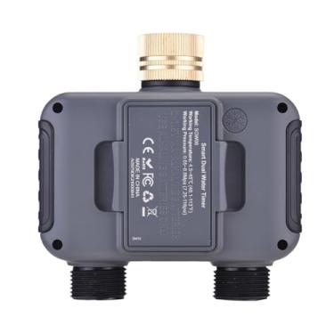 Imagem de Luqeeg Temporizador de irrigação, temporizador de mangueira inteligente de 2 zonas, atraso de chuva e rega manual, de controle automático de irrigação para quintal e gramado (plugue UE)