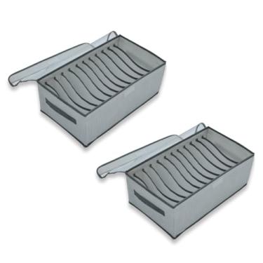 Imagem de Caixa Organizadora de Roupas C/12 Grid, com Alças, Dobrável, Lavável, Ideal para Guarda-Roupas, Closet, Gavetas (Kit 2 Unid)