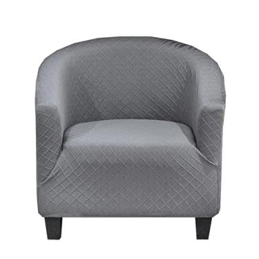 Imagem de CRFATOP Capa macia para cadeira de clube, capa elástica para cadeira de barril, jacquard, capas redondas para sofá, poltrona, elastano, protetor de móveis removível para sala de estar, C18