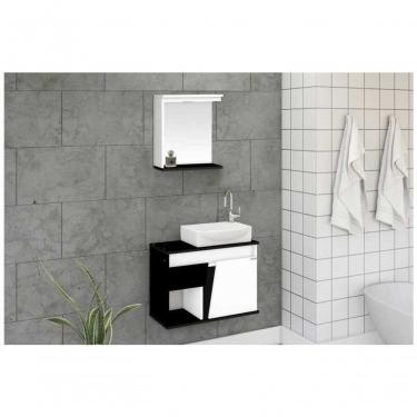 Imagem de Kit Armario Banheiro Suspenso Sicilia 67cm Preto - Rorato