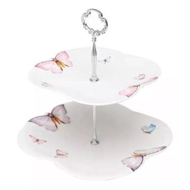 Imagem de Prato Duplo para Doces em Porcelana Borboletas Wolff