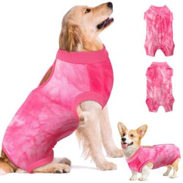 Imagem de Dog Recovery Suit SlowTon Surgery para cães machos fêmeas rosa XL